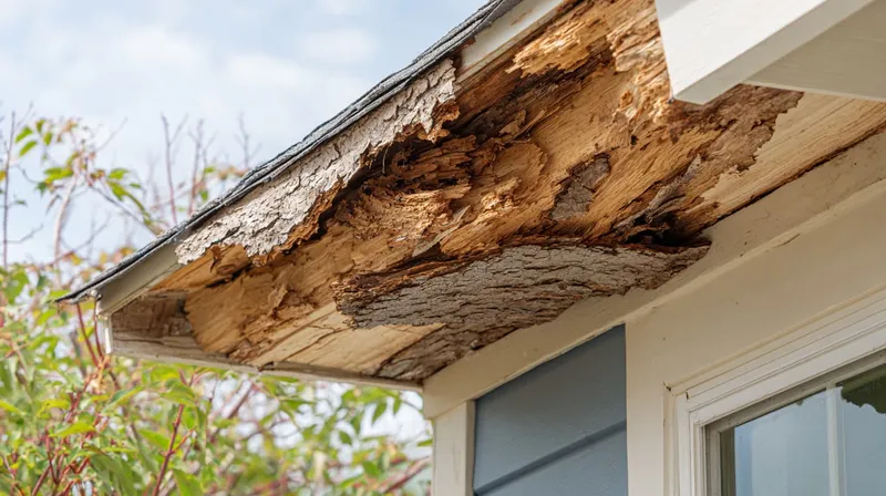A close up shot of a roof in serious need of repair