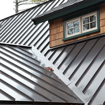 a close up shot of a metal roof