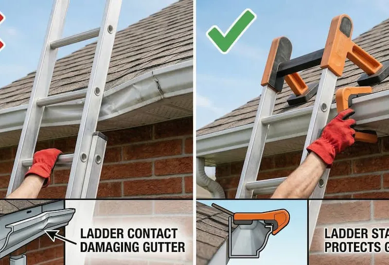 proper ladder placement for gutter cleaning